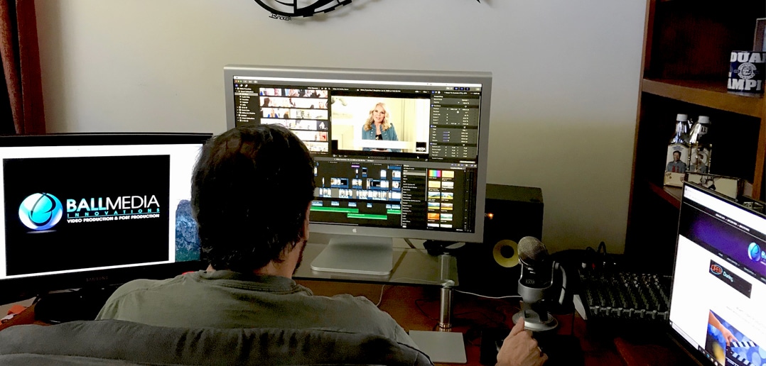 TV studio workflow with editing services and post-production