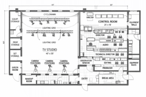TV studio and control room floor plan
