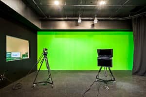 Professional green screen video production studio with PTZ camera