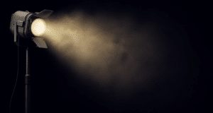 Studio spotlight illuminating a professional video production space