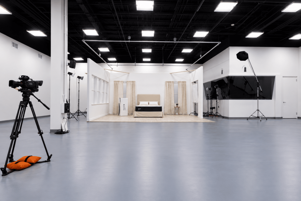 Mattress Firm multi-set studio with control room